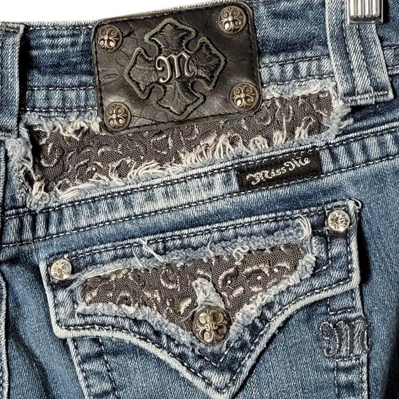 Miss Me Womens Y2K Easy Boot Distressed Low Rise Leopard Print Jeans Size 29 - Picture 8 of 11